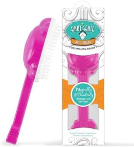 Knot Genie Supreme Detangling Hair Brush for Kids (Pop of Pink) | Perfect Detangling Brush for Curly Hair, Gently Separate Tangles, Leaves Hair Smooth and Shiny | The Pain-Free Knot Detangler