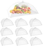 AEIMIAIDE 10 Pack Food Covers, Large Pop-Up Mesh Screen Food Cover Tents, Parties Picnics, BBQs, Reusable and Collapsible Food Tents(17"x 17")