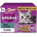 Whiskas Tasty Duo 1+ Surf and Turf in Jelly 40 x 85 g Pouches, Adult Cat Food