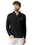 Kvetoo Men High Neck Zipper Full Sleeve Woolen Winter Sweater Black Size M