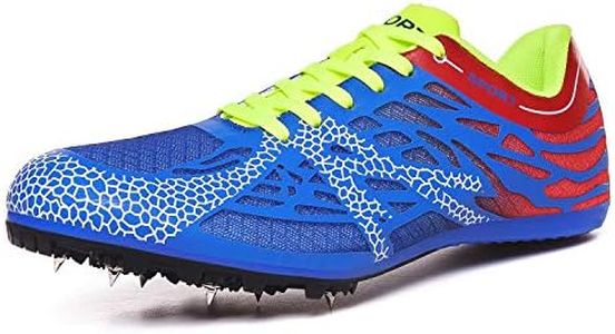 iFRich Track Spikes Shoes Mens Womens Mesh Track and Field Athletics Sneakers Boys Girls Training Sprint Racing Track Shoes with Spikes, Blue, 9.5