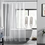 LOVTEX PEVA Shower Curtain Liner - Clear Shower Curtain Set with 12 Rust-Proof Hooks, (3G Clear, 12 Hooks)