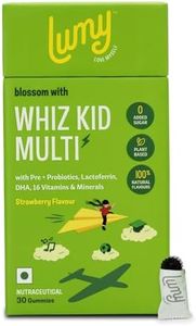 LUMY MultiVitamin Gummies For Kids: Pre+Probiotic, DHA For Happy Gut, Bright Brains|30 Gummies|Plant Vit D3 & Lactoferrin|Vit A,B,C, Zinc For Immunity, Vision & Bone Health|Veg|Age 7-15