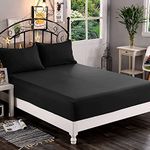 Elegant Comfort Premium Hotel Quality 1-Piece Fitted Sheet, Softest Quality Microfiber - Deep Pocket up to 16 inch, Wrinkle and Fade Resistant, King, Black