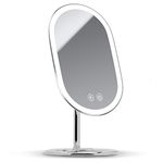 Fancii LED Makeup Mirror with 3 Dimmable Light Settings, Cordless & Rechargeable - Illuminated Tabletop Vanity Mirror, Dual Magnification - Vera (Silver)