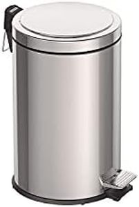 Tramontina 12 Litre Kitchen Indoor Outdoor Rubbish and Waste Bin with Pedal, Metal Stainless Steel, 25.5 cm Diameter x 40 cm Height, 94538112