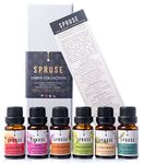 SPRUSE Canadian Amber Collection 100% Natural Essential Oils Set of 6 - Cardamom, Marjoram, Rose Geranium, Grapefruit, Cederwood, & Tea Tree