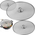 3 Pieces Stainless Steel Splash Guard for Frying Pan, 9.84" 11.42" 12.99" Grease Splatter Screen Mesh Oil Proofing Lids for Home Restaurant