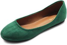 Ollio Womens Shoe Ballet Light Faux Suede Low Heels Flat ZM1014(8.5 B(M) US, Green)