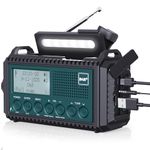 ROCAM Wind Up Solar Radio, DAB/FM Radio with 5000mAh Rechargeable Power Bank, Solar Panel/USB/Hand Crank Charger, Battery Radio Portable, SOS Alarm & Flashlight for Camping Hiking Emergencies (Blue)