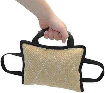 Ruiqas Durevole Morso di Cane di Lino Cuscino 3 Maniglie Cane Sicuro Formazione Toy Tug per Le Medie E Grandi Cani