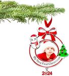 Yookeer Baby's First Christmas Photo Ornament 2024 My Very First Christmas Photo Frame Xmas Baby's 1st Keepsake Picture for Newborn Baby Christmas Tree Decor(1 Piece,Round)