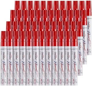 Overseas 48 Red Paint Pens Markers, Oil Based Permanent Markers Set - Quick Drying, Waterproof, Fade-Resistant, Medium Tip Paint Pens for Wood, Metal, Rock, Ceramic, Plastic, Canvas, Glass, Rubber