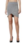 POPWINGS Casual Shimmer Solid Sarong Mini Skirt for Women | Summer Skirt for Women | Mini Skirt for Women Grey