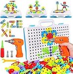 Parhlen Educational Toys Building Blocks, 244 Pieces Electric Screwdriver DIY Building Toys for Both Boys and Girls, Educational Construction Building kit for Kids Ages 4 5 6 7 8 9 10 Year Old