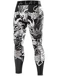 LAFROI Men's Quick Dry Cool Compression Fit Tights Leggings Waistband-YSK08 Dragon Size MD