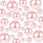 PH PandaHall 150pcs Vase Filler Beads Pink Floating Pearls No Hole Faux Beads Water Candle Beads Centerpieces Beads for Makeup Brush Holder Valentine Christmas Wedding Home Table Decor 10/14/20/30mm