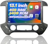 13.1 inch Stereo for Chevy Silverado & GMC Sierra 1500 2500 3500 2014-2018 Tesla-Style Screen Car Radio 8Core 4G RAM +64G ROM Wireless Android Auto&CarPlay GPS,WiFi,SWC,FM Head Unit (Carbon Fibre)