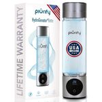 PIURIFY - 9.5 Oz Hydrogen Water Bottle Generator - Easy to use Portable Hydrogen Water Machine with Advanced SPE/PEM Technology, Water Ionizer, Hydrogenated Water, 3000ppb Hydro Water Bottle (Silver)