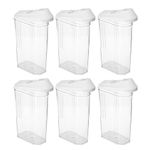 Kuber Industries Plastic Dispenser Kitchen Set|Smooth Sliding Mouth/Lid Mechanism|Food Grade Plastic, Durable & safe|Container for Kitchen Storage Set of 3|750ml, Transparent with White Lid(Pack Of 2)