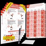 FANPARE Vibration Plate Exercise Machine Workout Chart Posters - 6 Laminated Wall Fitness Guide & 2 Reusable Planner & 1 Erasable Pen, Suitable for Home Gym Whole Body Training