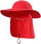 Home Prefer Adult UPF 50+ Sun Protection Cap Wide Brim Fishing Hat with Neck Flap Red