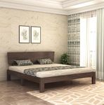 STRATA FURNITURE Sheesham Wood Terra Queen Size Bed Without Storage Wooden Double Bed Cot Palang for Bedroom Living Room (Walnut Finish)