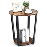 Costway Round End Table, 2-Tier Met