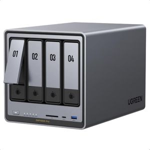 UGREEN NAS DXP4800 Pro 4-Bay Desktop Network Attached Storage, Intel Core i3-1315U 6-Core CPU, 8GB DDR5 RAM, Built-in 128GB SSD, 1x 10GbE, 1x 2.5GbE, 2X M.2 NVMe Slots, 4K HDMI (Diskless)