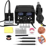 2 in 1 750W LED Digital Soldering Station Hot Air Gun Rework Station Electric Soldering Iron for Phone PCB IC SMD BGA Welding Set 110V