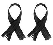 Ski & Sport #5 Molded Black Plastic YKK Separating Zippers (2 Pieces Per Pack) (22" Inches)Made in USA