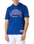 Champion Men's Legacy Retro Sport-USA Hooded S/L T-Shirt, Electric Blue, L