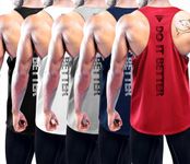 Boyzn 5 Pack Tank Tops for Men, Workout Quick Dry Mesh Sleeveless T Shirt, Y-Back Sports Muscle Tank Athletic Gym Tank Top 5P01-L