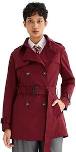 Orolay Women's Double Breasted Trench Coat Windbreaker Jacket with Belt Darkred S
