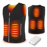 Heated Polar Fleece Vest Washable Body Warmer Lightweight for Man/Woman, 3 levels Temperature Control, 10000 mAh with Power Bank (M, m)