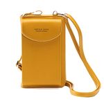 Cell Phone Purse, PU Leather Crossbody Bag Small Crossbody Bag Shoulder Bag Handbag Clutch Phone Pockets for Women Wallet Purse - Yellow