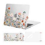 MOSISO Compatible with MacBook Air 13.6 inch Case 2022 2023 Release A2681 M2 Chip with Liquid Retina Display Touch ID,Plastic Garden Flowers Hard Shell Case&Keyboard Cover&Screen Protector,Transparent