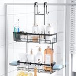 Aitatty Over the Door Shower Caddy Hanging: Black Rustproof Shower Organizer over the Door - No Drilling Bathroom Rack for Inside Shower