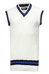 AARHON Mens Sleeveless Knitted V Neck Cricket Jumpers Mens Plus Size Casual New Sweater Size UK-Cream-M