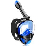 Ezire 2023 Full Face Snorkel Mask for Adults Teen, Snorkeling Gear with Detachable Camera Mount,Panoramic 180° View, Anti-Fog Anti-Leak Snorkling Set for Man and Women (Dark Blue)