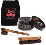 Kg's Black Polish & Shoe Shine Kit – Includes Black Shoe Polish, Horsehair Shoe Brush, Horsehair Polish Applicator, and Storage Bag, For Women and Mens Leather Shoes (1 Kit)