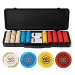 SLOWPLAY Godel 14g Clay Poker Chips Set for Texas Hold’em, 500 PCS [Blank Chips] Features a High-end Chip case with Extra Durable German Polycarbonate Shell, Ideal Gifts for Poker Players