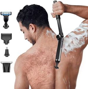 Fesatccoz Back Shavers for Men, 4-in-1 Body Hair Trimmer Men, Cordless Electric Mens Body Shaver with Adjustable Extension Handle Ipx6 Waterproof