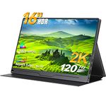 UPERFECT 120Hz Portable Monitor 16 Inch 2K Gaming Monitor Support Freesync/2560 x 1600/HDR, Laptop Monitor with VESA IPS 16:10 Contrast Standard HDMI/Type-C, for PC/Laptop/PS3 4/Phone