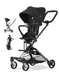 Unilove On The Go 2-in-1 Lightweight and Frame Stroller with Reversible Toddler Seat, Compact Fold MultiPosition Recline Canopy with Pop Out Sun Visor and More Stroller for Travel and More (Bubble Black)