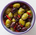 Real Olive Co – ‘Garlic, Pepper & Mustard Seed Olives’ (Net 1kg). Deli Fresh Mixed Pitted Olives. Cold-Pressed Oil.