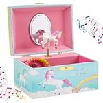 Jewelkeeper Girl's Musical Jewelry Storage Box with Spinning Unicorn, Rainbow Design, The Unicorn Tune