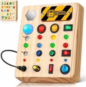 TINTECUSA LED Busy Board, Wooden Sensory Toys for Toddler, Montessori Music Toy for Airplane, Travel Activity Educational Learning Toy, Busy Light Switch Autism Toys, Birthday Boys Girls Gifts