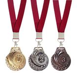 BE TREND Metal Kids Medals with Ribbon Gold Silver and Bronze Color For1st 2nd and 3rd Prizes for Sports, Competitions, Party (Pack of 1 Set)