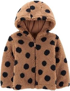 Simple Joys by Carter's Girls' Hooded Sherpa Jacket, Black Brown Polka Dot, 4T